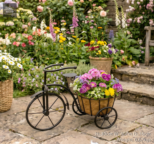 Bicycle planter black metal - black,