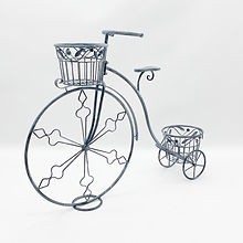 Grey metal bicycle planter - metal,