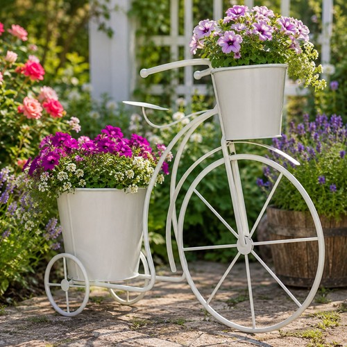 White metal bicycle - white,