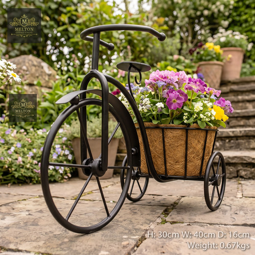 Bicycle planter black metal - planter,
