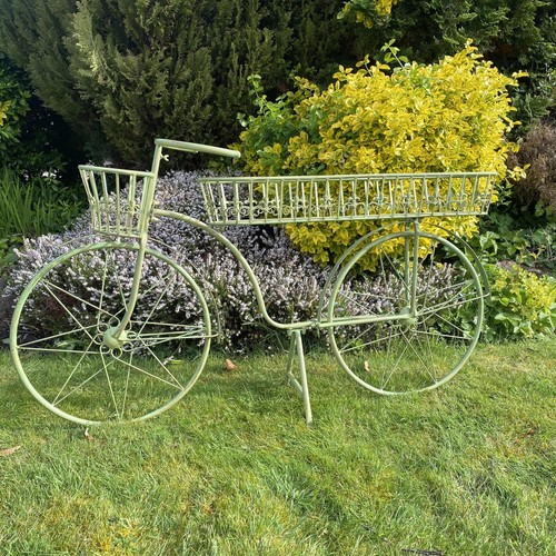 Green metal bicycle flower - green,