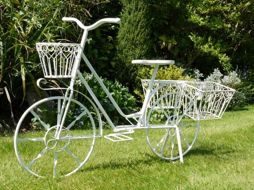 Vintage white metal bicycle - metal,