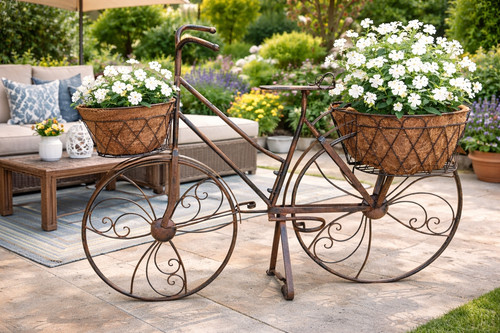 Metal bike planter - bike, flower