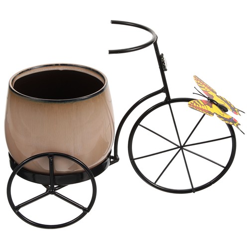 Rustic style iron bike planter - iron,